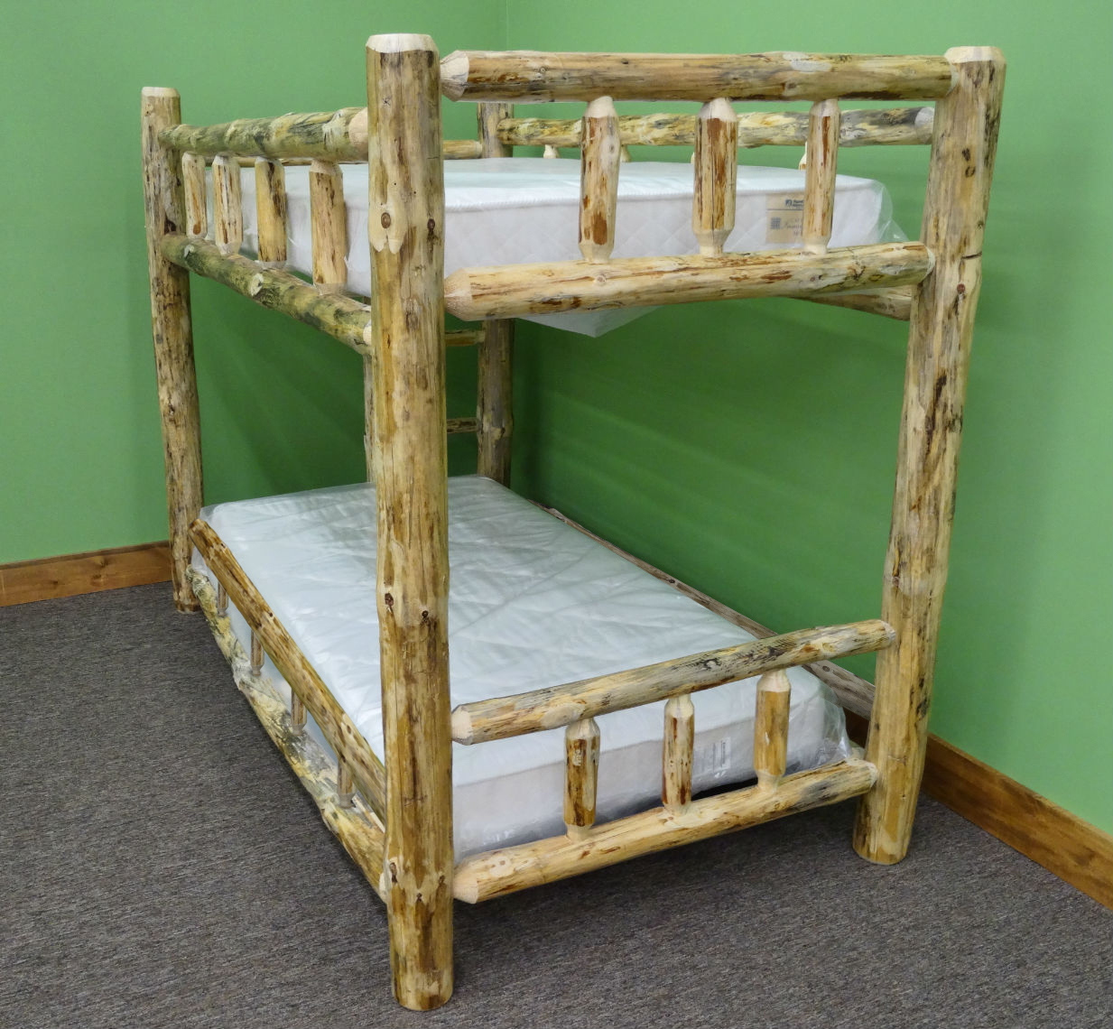 Northern Rustic Pine Log Bunk Bed Amish Log Furniture