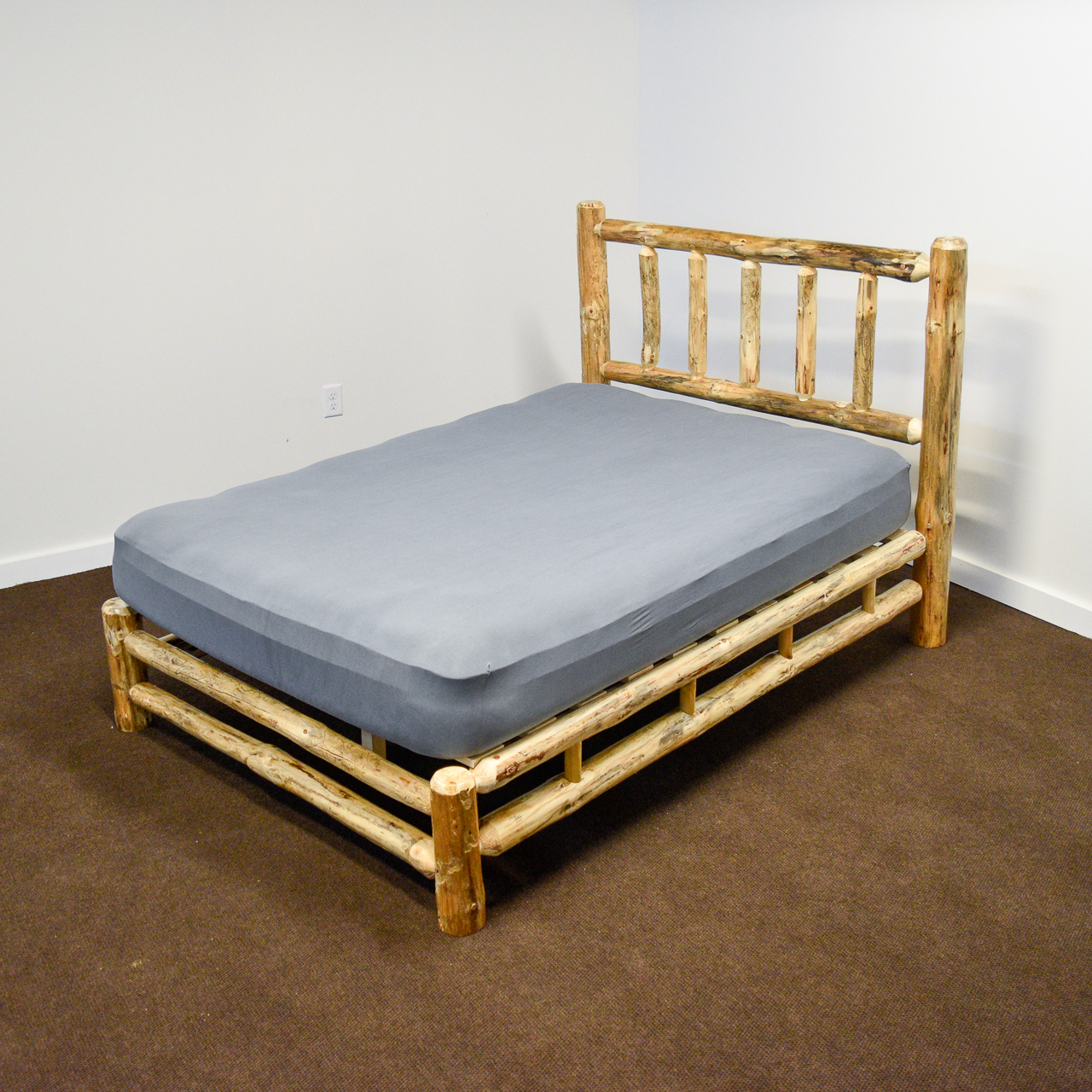 Northern Rustic Pine Log Platform Bed Amish Log Furniture