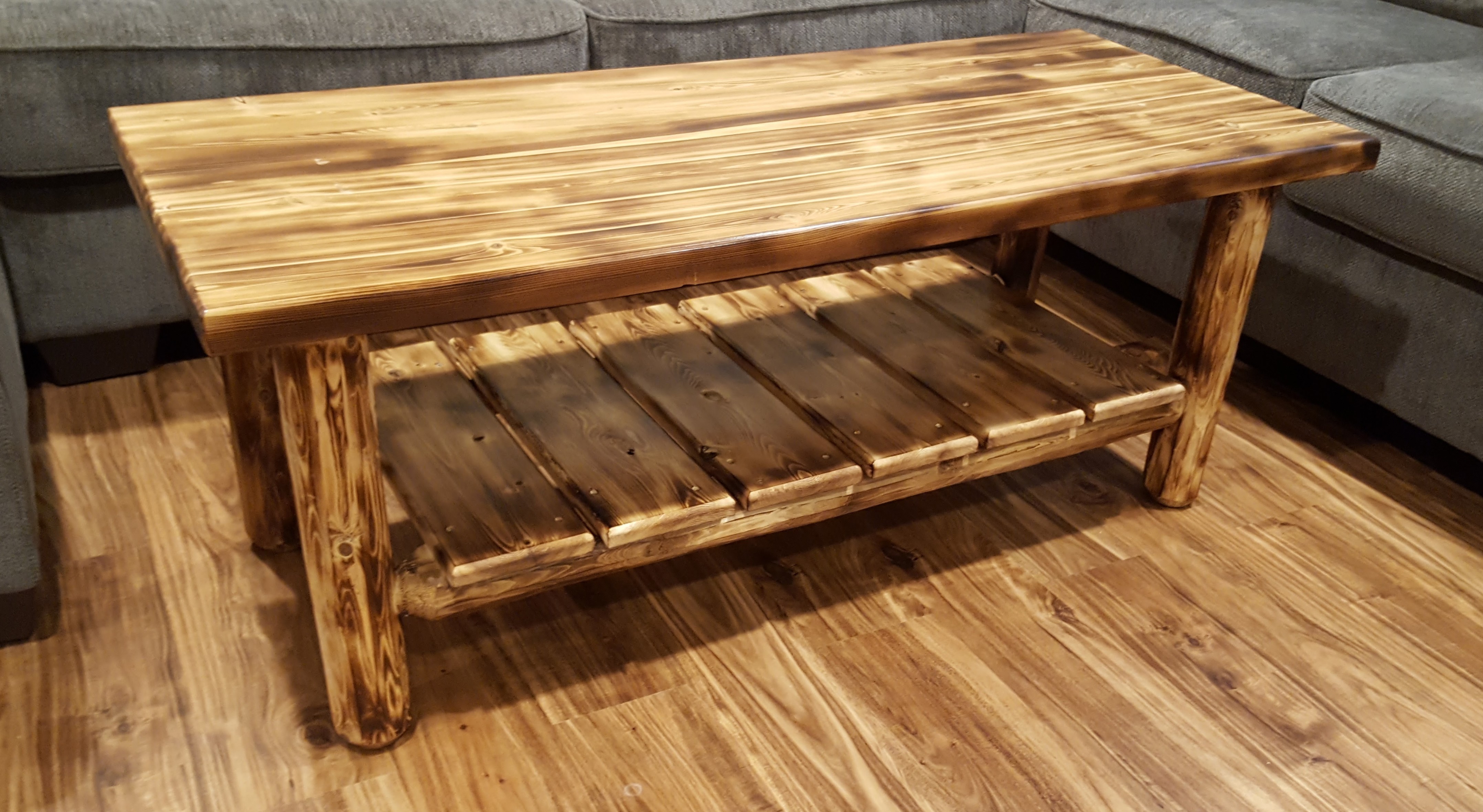 Northern Torched Cedar Log Coffee Table Amish Log Furniture