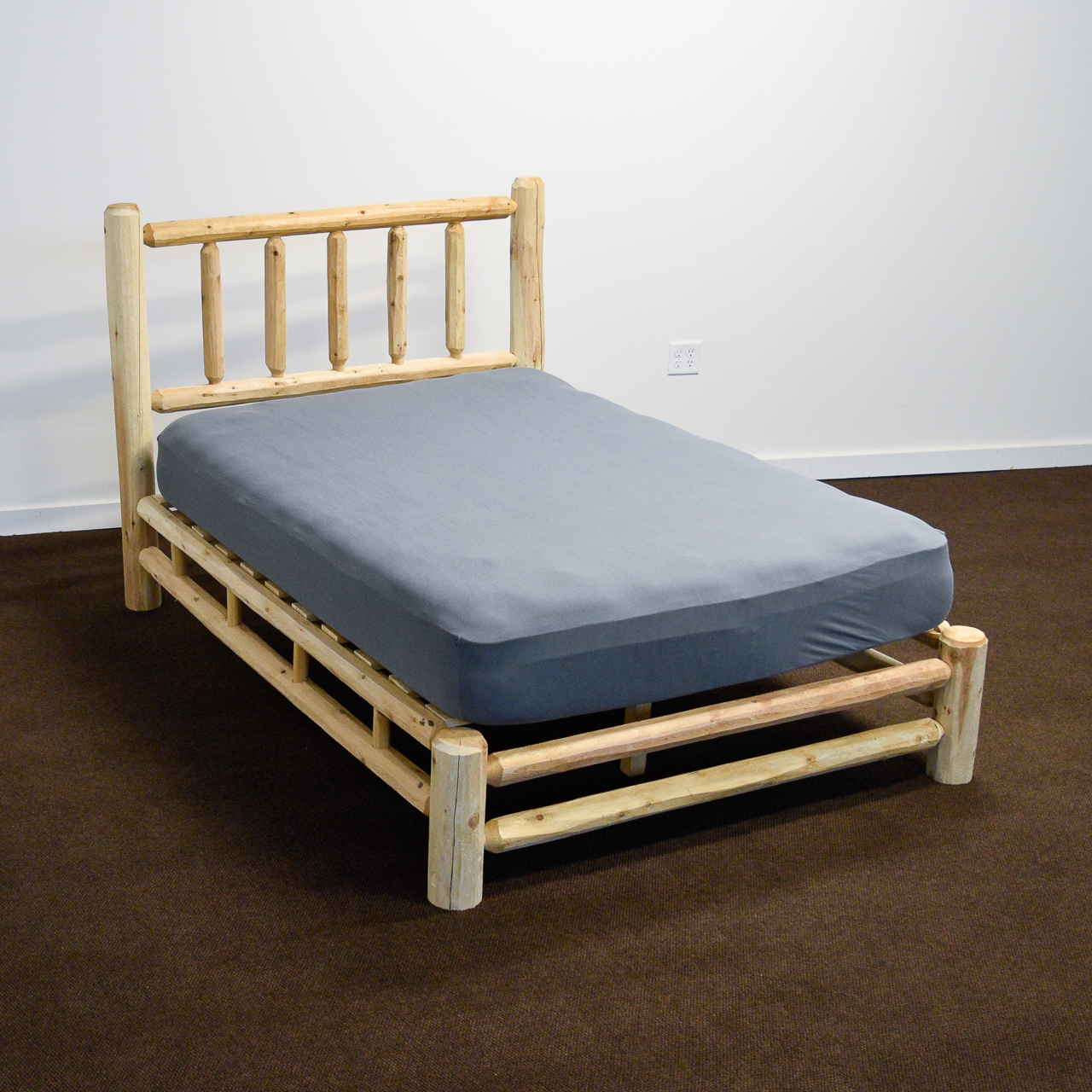 Northern White Cedar Log Platform Bed Amish Log Furniture