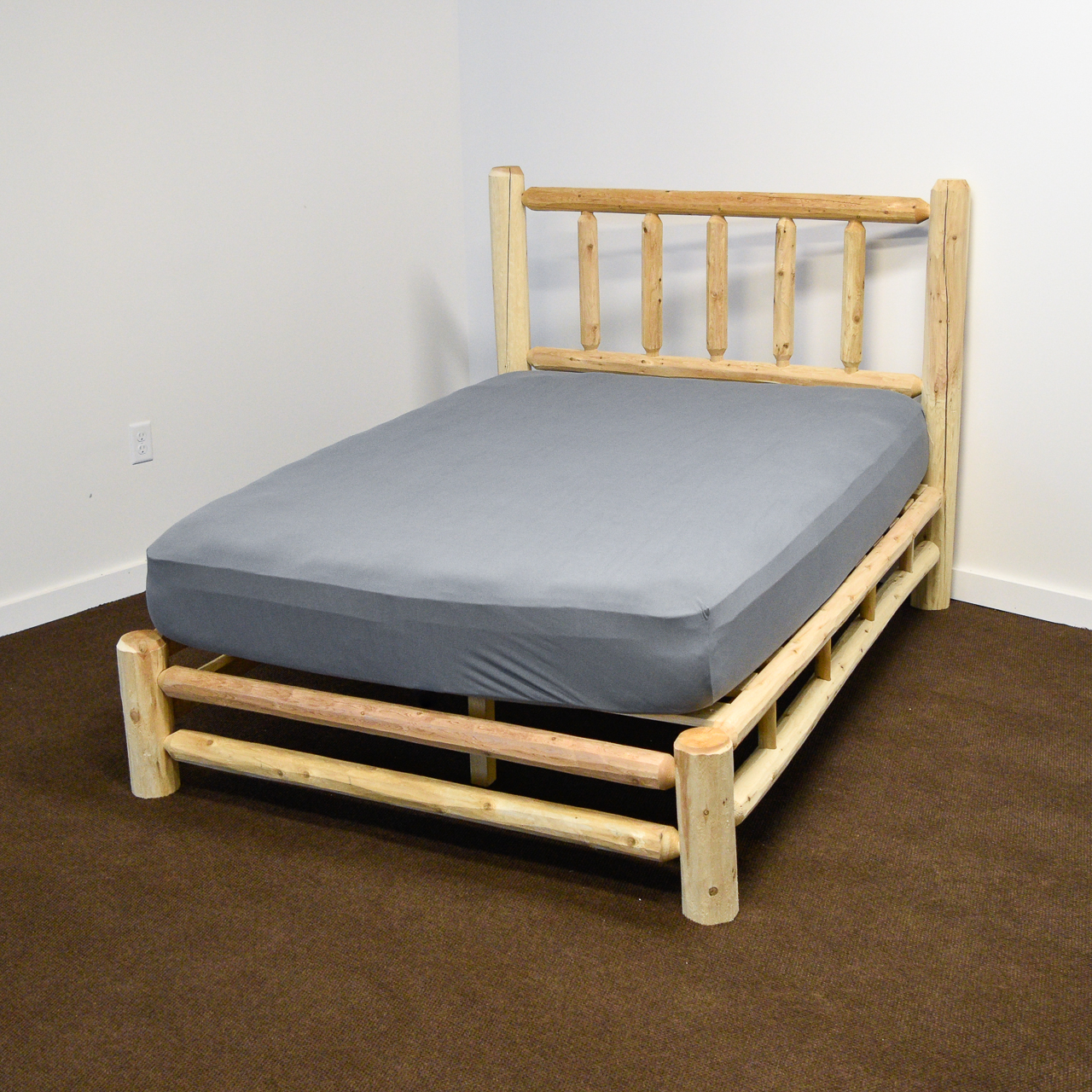 Northern White Cedar Log Platform Bed Amish Log Furniture